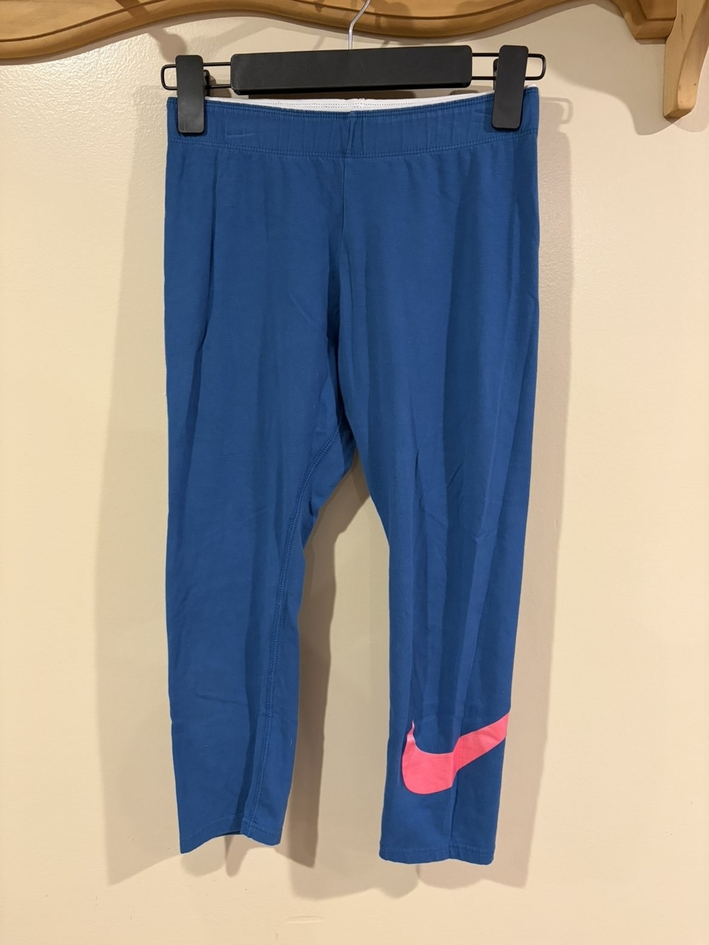 Nike  Blue Leggings with Pink Swoosh Detail